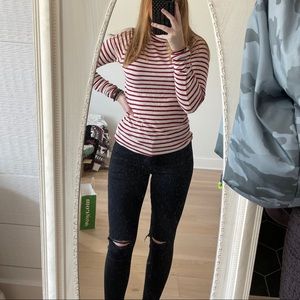 Red white striped turtleneck